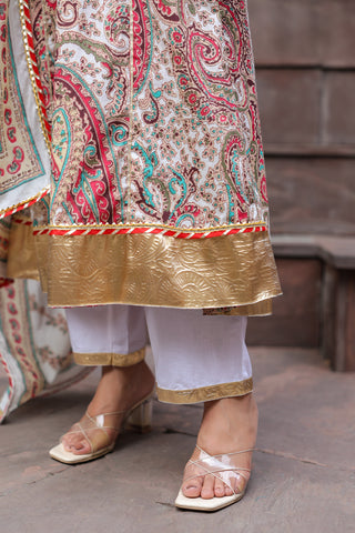 Paisley Print Kurta with Dupatta