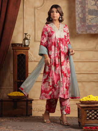 Pink Anarkali with dupatta