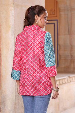 Pink casual printed shirt women