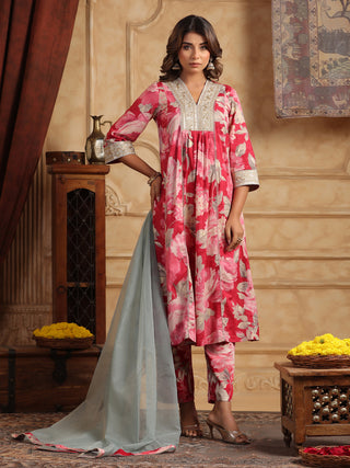 Pink floral ethnic set