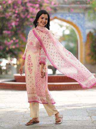 Pink kurta set with dupatta design