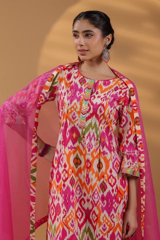 Pink printed ethnic wear set
