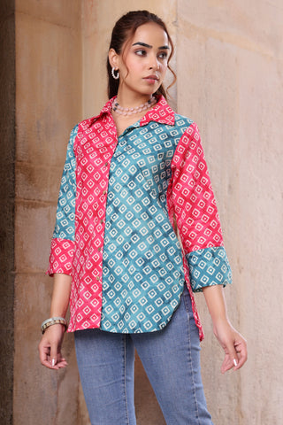 Pink printed shirt for women