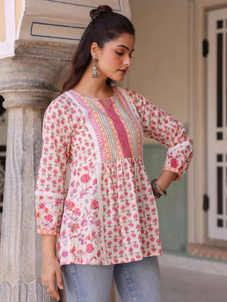 Printed A-line cotton festive top