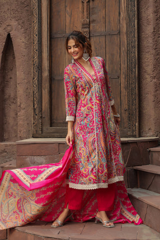 Printed Cotton Anarkali with Dupatta