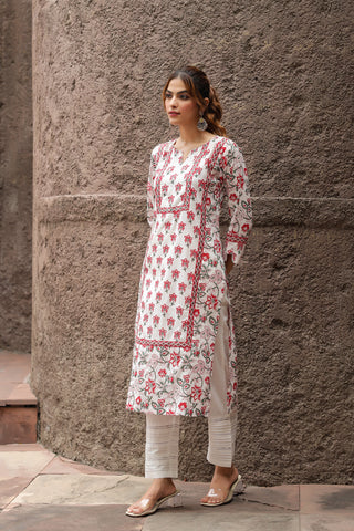 Printed Ethnic Thread Work Kurta