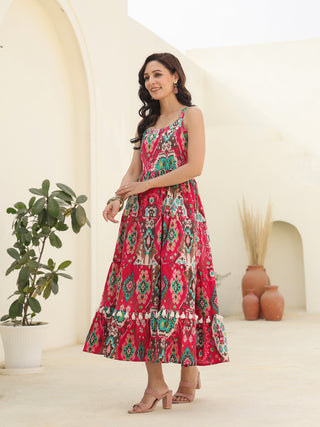 Printed Fuchsia Ethnic Dress