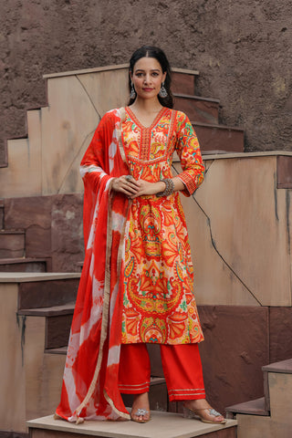 Printed Gotta Patti Cotton Kurta Set