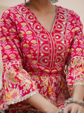 Printed Kurta with Thread Work