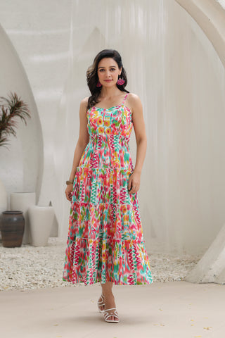 cocktail ethnic dress for women Pink Printed Dress | Harmony Hues Collection
