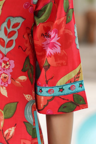 Printed cotton A-line midi dress