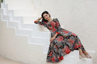 Printed cotton long maxi dress