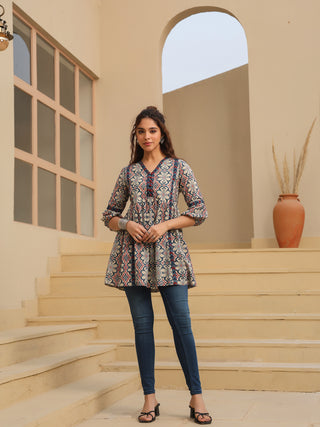 Printed cotton tunic for women