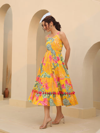 Printed fit and flare dress