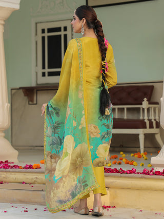 Printed kurta with trousers and dupatta
