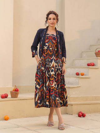 Printed midi flare dress