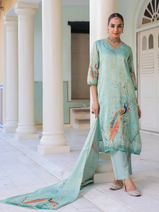 Printed zari kurta set for women