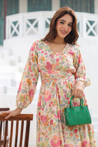 Pure Cotton Midi Dress A-Line Style