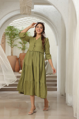 Pure Cotton Tiered Midi Dress
