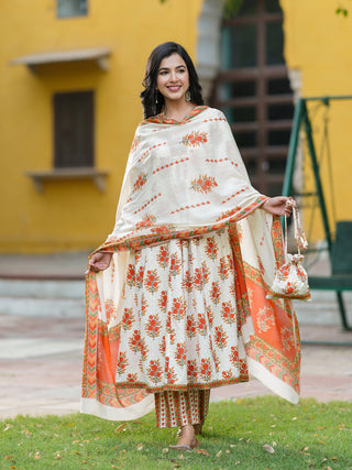 Pure cotton kurta set orange
