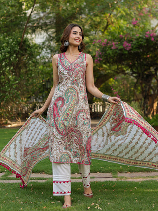 Pure cotton kurta set with dupatta