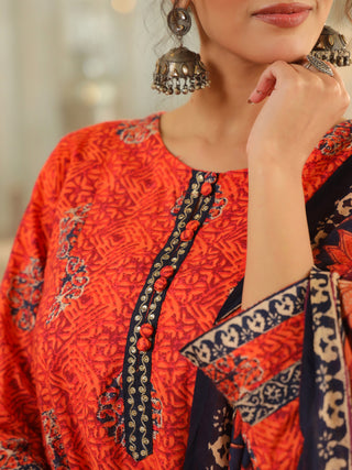 Pure cotton kurta set with trousers and dupatta