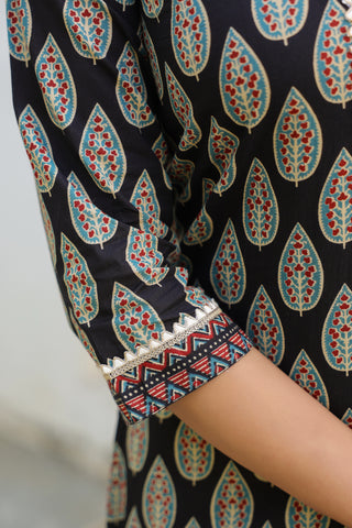 Pure cotton printed kurta with trousers and dupatta for women