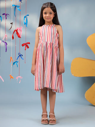 Pure cotton striped dress for girls