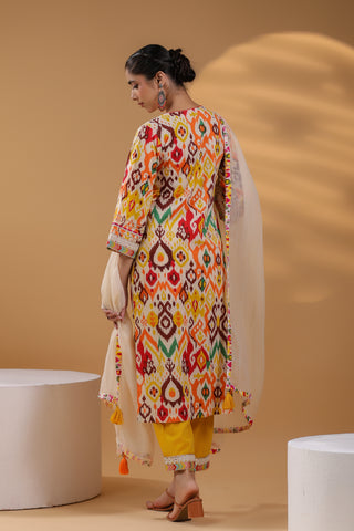 Pure cotton yellow kurta set