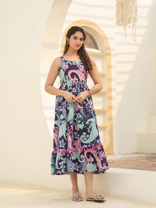 Purple Ethnic Cotton Dress
