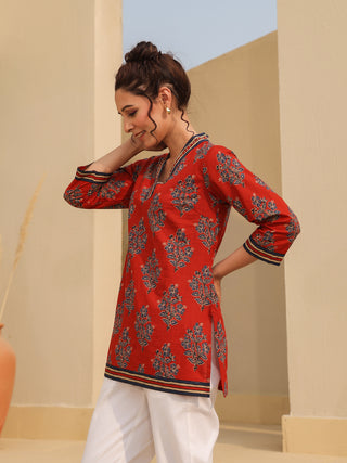 Red Traditional Print Top