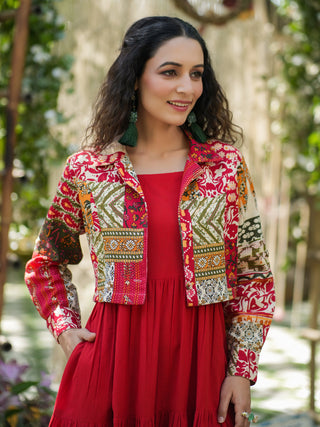 Red cotton dress set