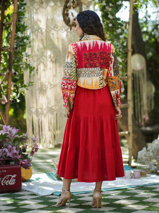 Red cotton midi outfit