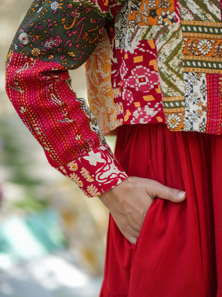 Red midi dress set