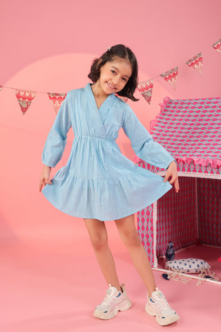 Relaxed fit A-line mini dress for girls