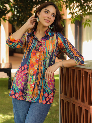Relaxed fit abstract cotton shirt