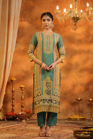 Round Neck Printed Kurta Set
