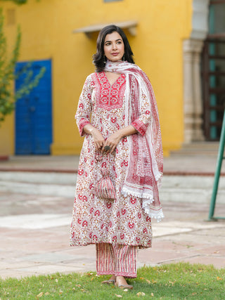 Women Ethnic Motifs Printed Pure Cotton Kurta with Trousers & Dupatta