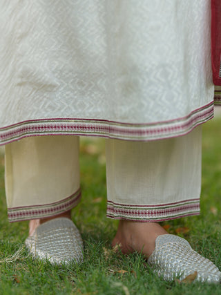 Women Embroidered Regular Sequinned Cotton Kurta with Trousers & Dupatta