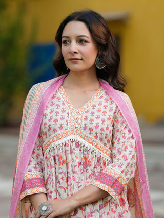 Women Ethnic Motifs Printed Pure Cotton Kurta with Trousers & Dupatta