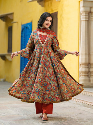 Women Printed Regular Pure Cotton Kurta With Trousers & Dupatta