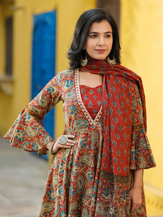 Women Printed Regular Pure Cotton Kurta With Trousers & Dupatta