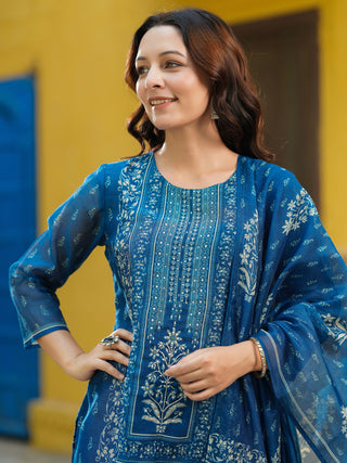 Women Ethnic Motifs Printed Regular Kurta with Trousers & Dupatta