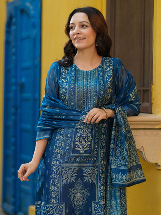 Women Ethnic Motifs Printed Regular Kurta with Trousers & Dupatta