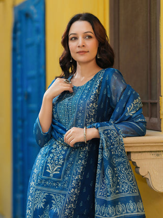 Women Ethnic Motifs Printed Regular Kurta with Trousers & Dupatta