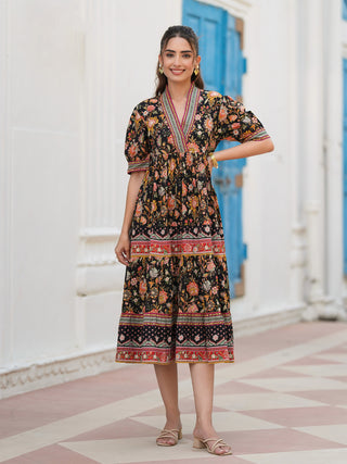 Women Floral Printed Cotton Ethnic Dresses – Rain Rainbow