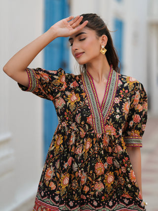 Women Floral Printed Cotton Ethnic Dresses