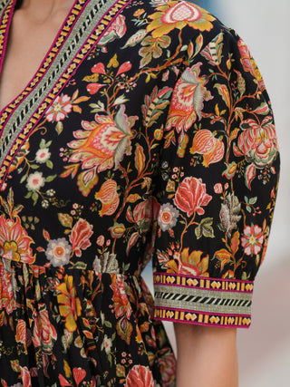 Women Floral Printed Cotton Ethnic Dresses