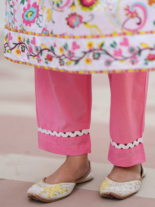 Paisley Printed Mandarin Collar Straight Cotton Kurta