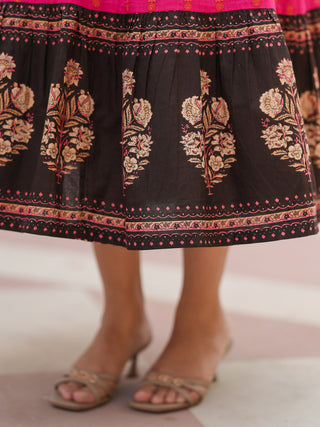 Ethnic Motifs Printed Cotton Fit & Flare Midi Dress